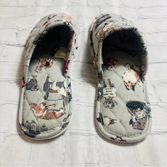 Vera Bradley Dog Show Slippers Womens Size Large 9-10 Gray - Picture 3 of 8